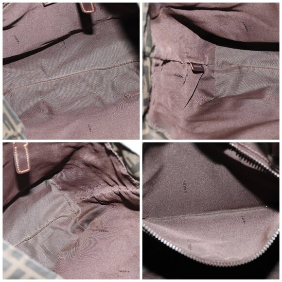 FENDI Zucca Canvas Tote Bag Nylon Brown Black Auth bs27180 - Picture 16 of 16